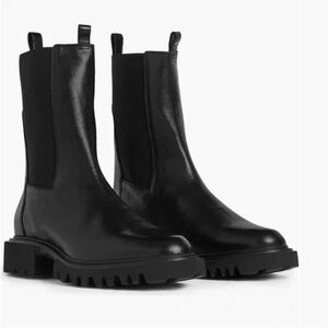 ALLSAINTS Hallie Lug Sole Chelsea Black Leather Boots Sz EU 40/ US 10 NEW